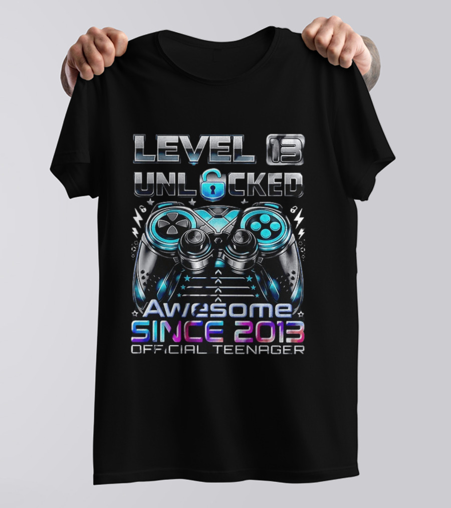 Level 13 Unlocked Awesome Since 2013 Official Teenager T-Shirt