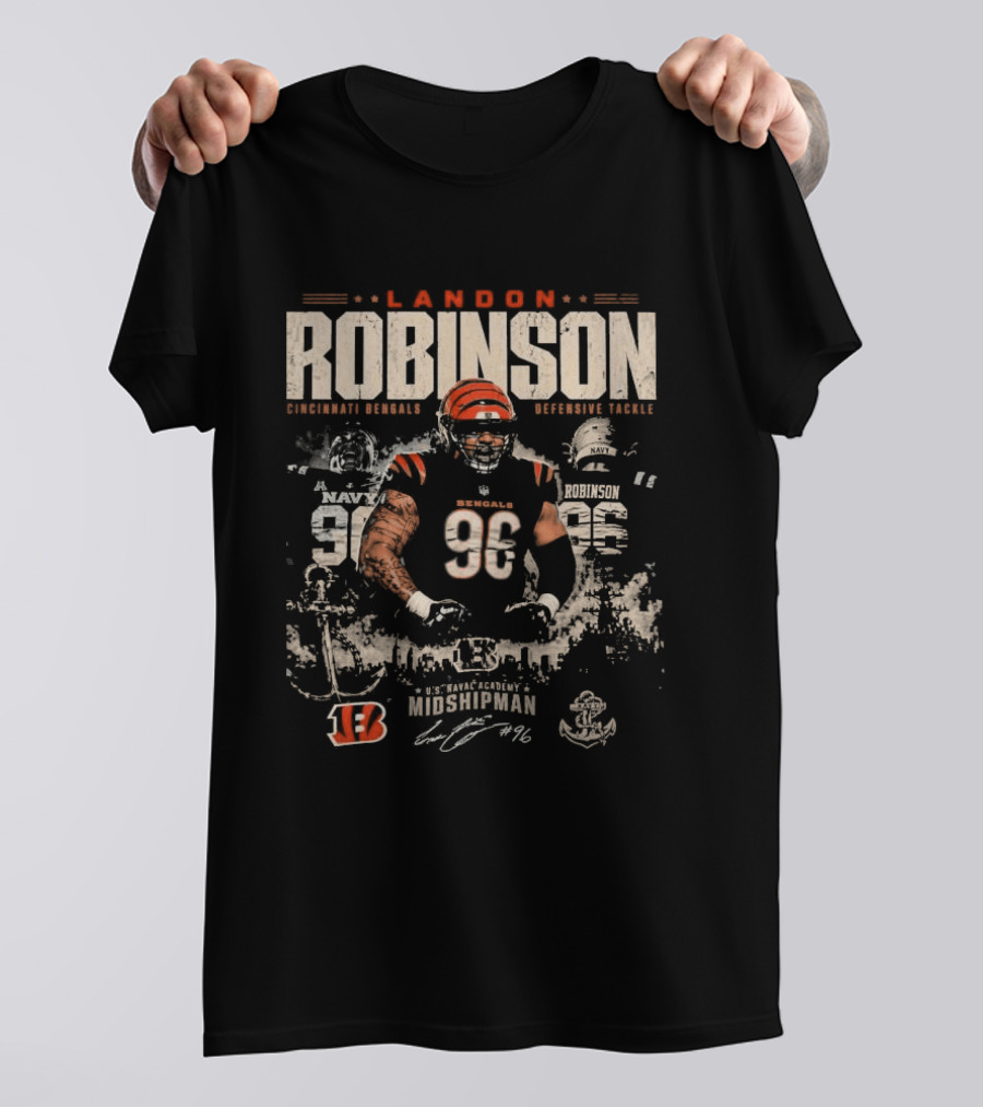 Bengals Midshipman Landon Robinson #96 Football T-Shirt