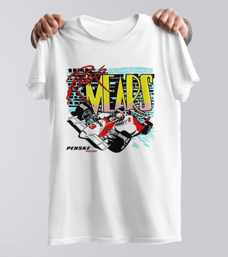 Rick Mears 90s Neon Penske Racing Car Number 3 And 5 T-Shirt