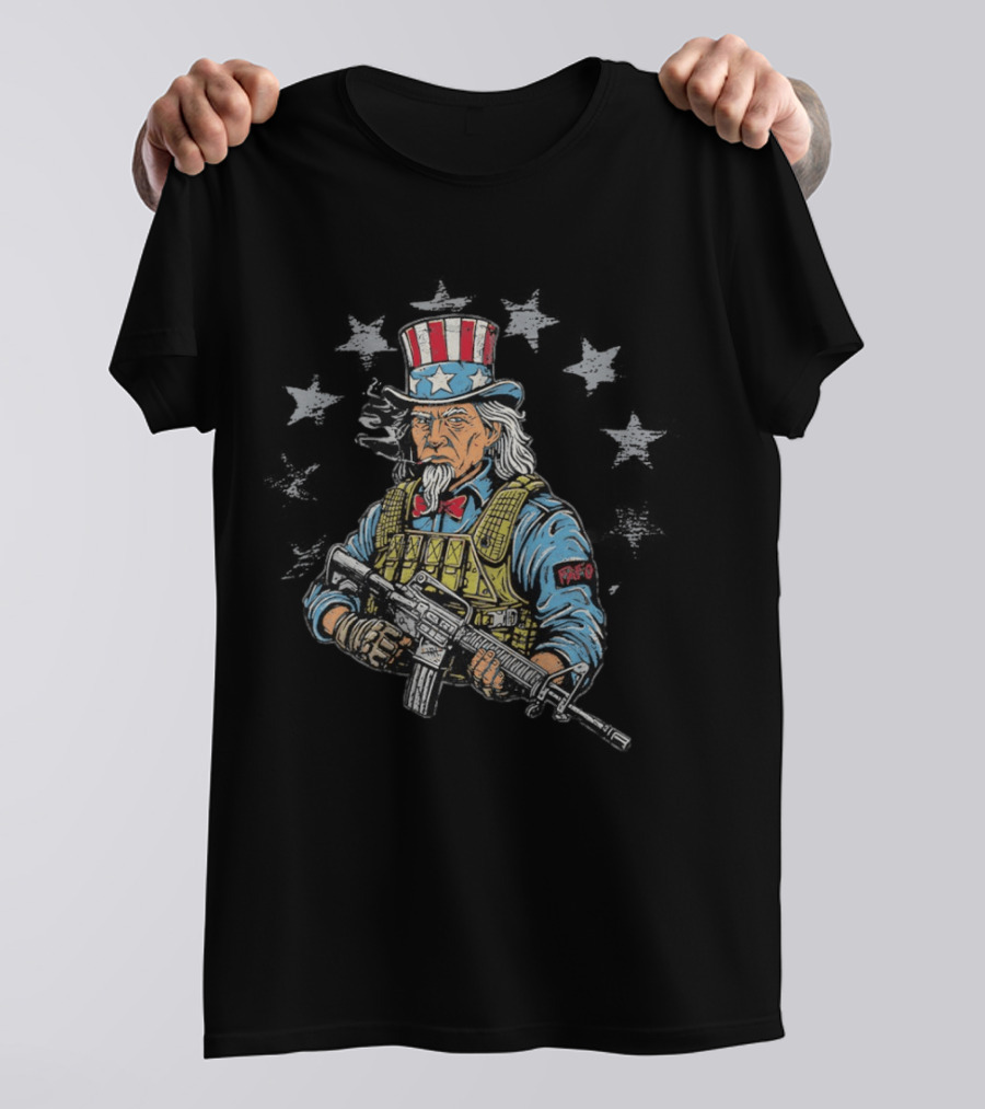 Uncle Sam 250th Soldier Patriotic Tactical Tribute PAFO Stars T-Shirt