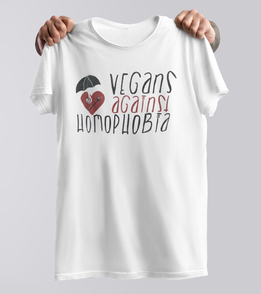 Vegans Against Homophobia Heart Umbrella Fork Spoon T-Shirt