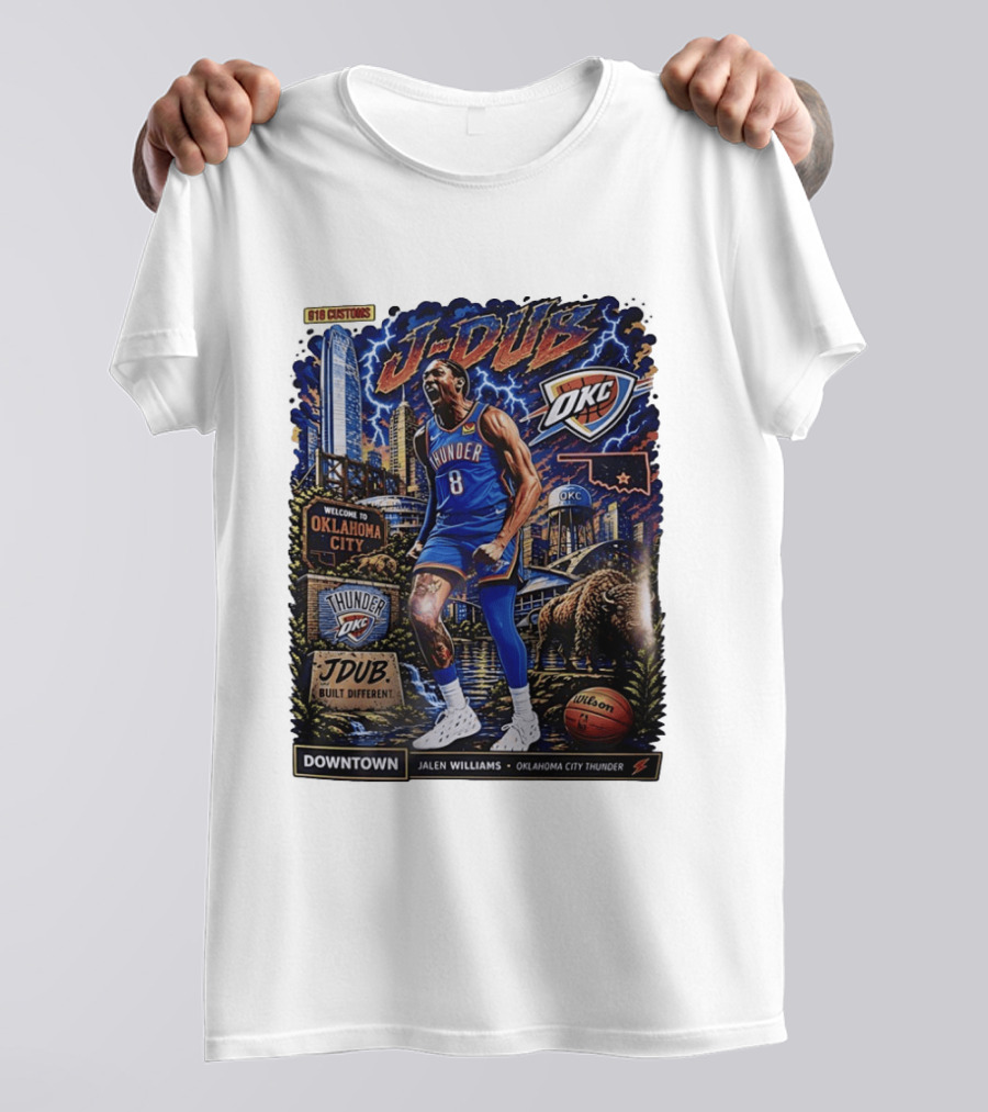 J Dub Oklahoma City Thunder Jalen Williams Downtown Comic OKC Basketball T-Shirt