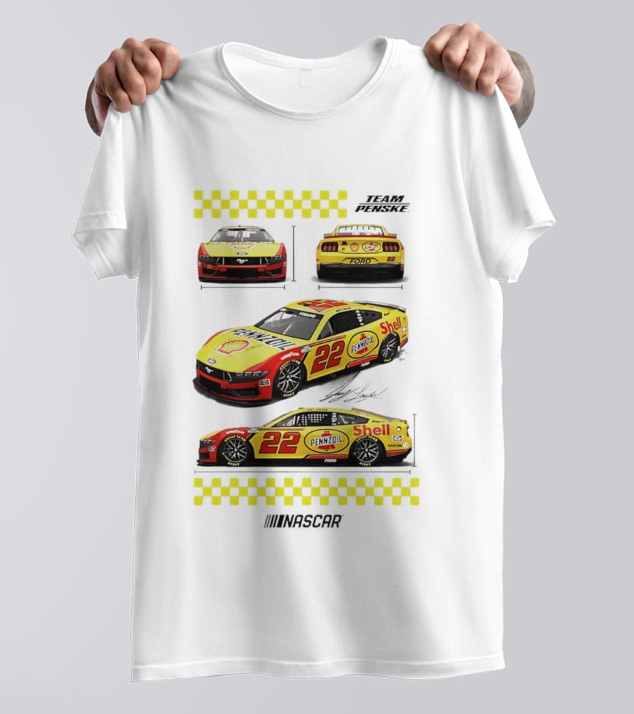 Joey Logano Pennzoil Shell 22 Ford Mustang NASCAR Team Penske Racing T-Shirt