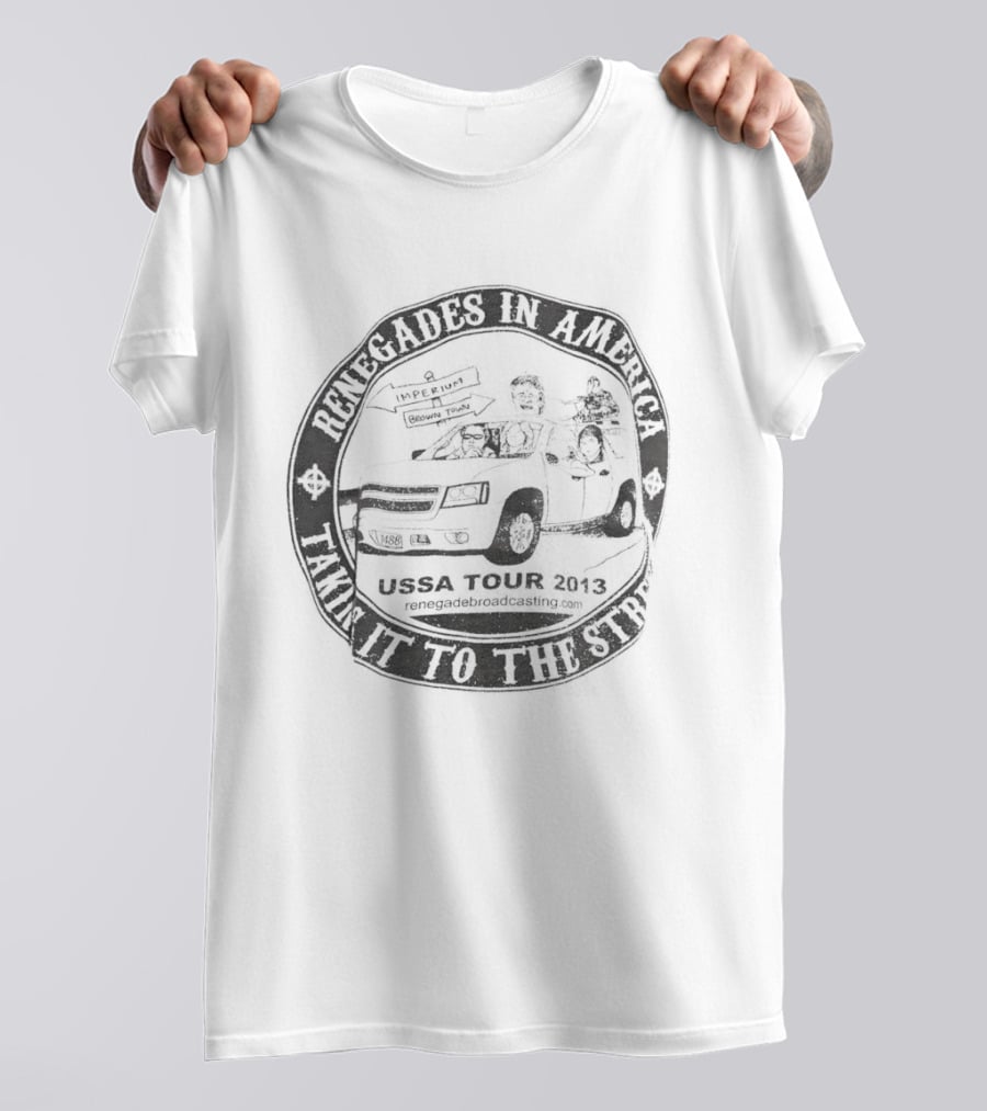 Renegades In America With American Flag And Rider Taking It To The Streets T-Shirt