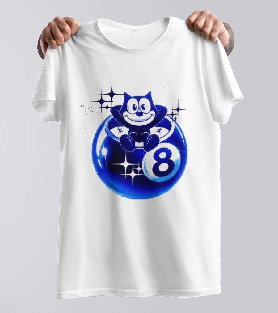 Felix The Cat Vintage Classic Figure Eight Ball Stars T-Shirt