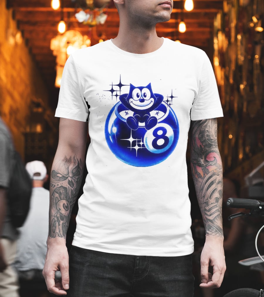 Felix The Cat Vintage Classic Figure Eight Ball Stars T-Shirt