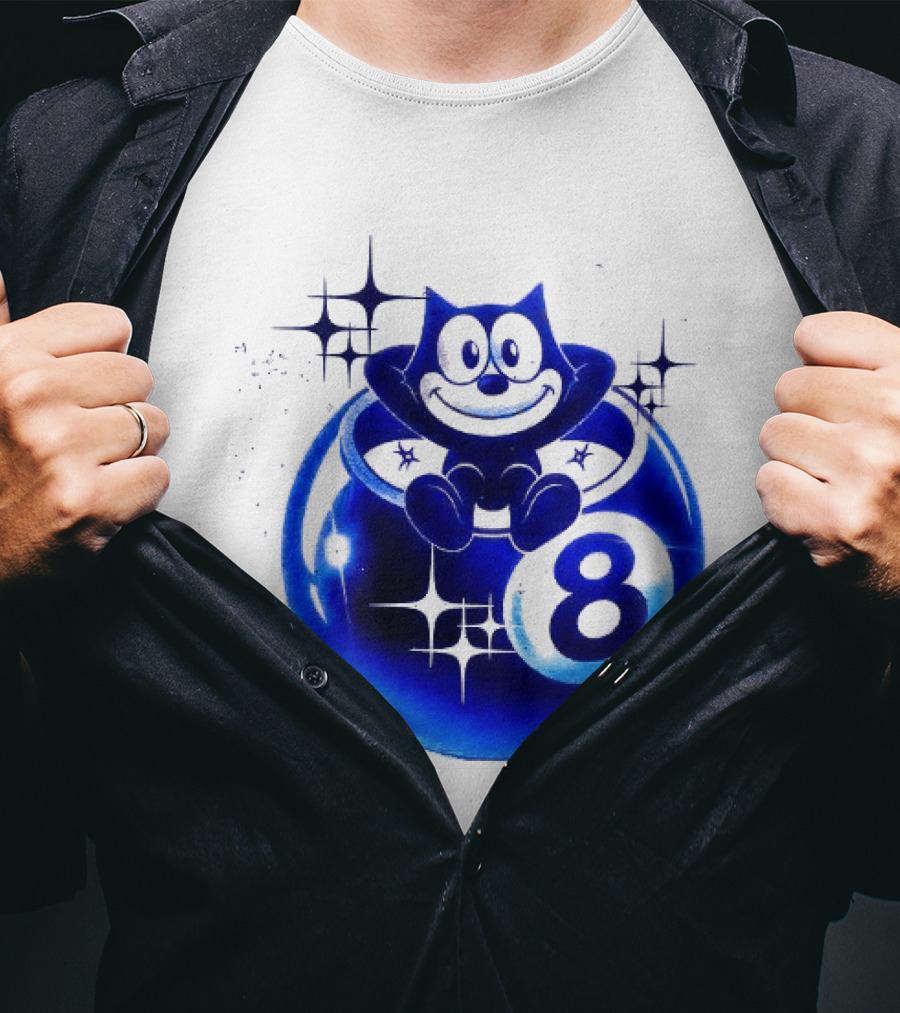 Felix The Cat Vintage Classic Figure Eight Ball Stars T-Shirt