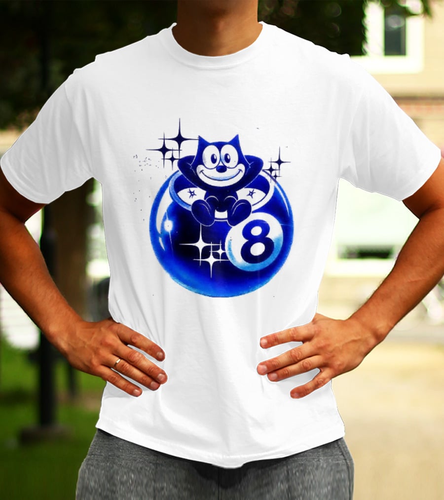 Felix The Cat Vintage Classic Figure Eight Ball Stars T-Shirt