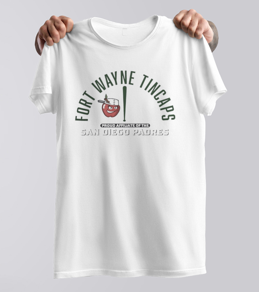 Fort Wayne TinCaps San Diego Padres Affiliate Red Apple Bat T-Shirt