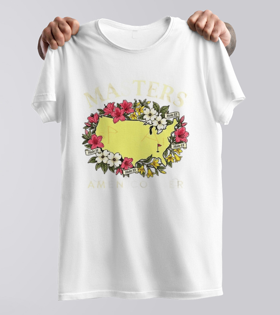 Masters Golf Tournament Augusta National Golf Club 2026 Hole 11 12 13 Map Flower T-Shirt