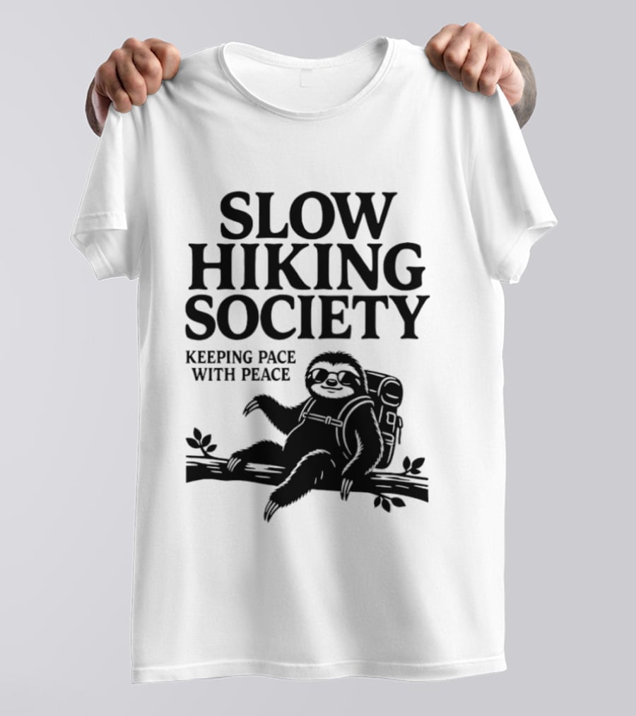 Slow Hiking Society Sloth Keeping Pace With Peace T-Shirt