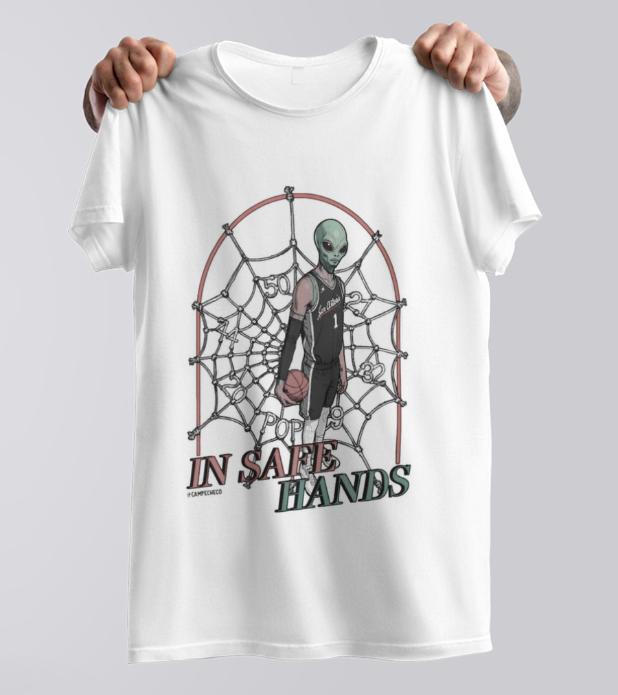 Spurs Victor Wembanyama Alien Spider Theme In Safe Hands T-Shirt