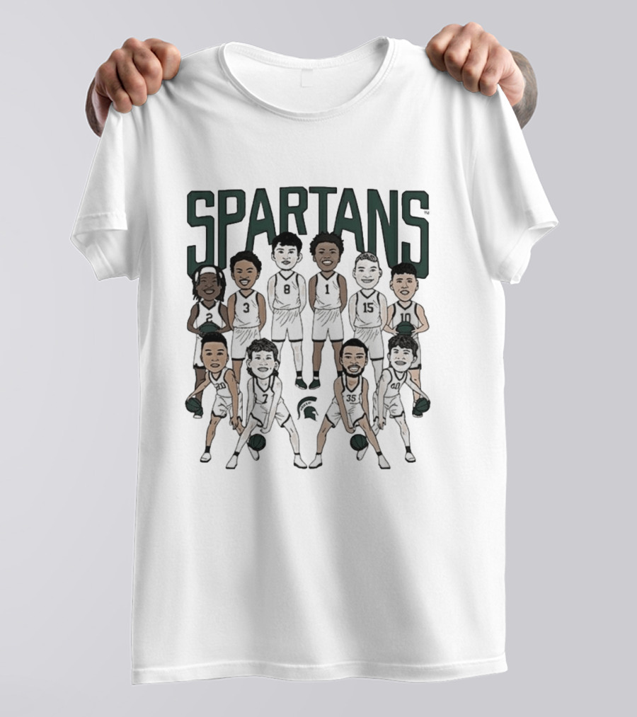 Michigan State Spartans Mens Basketball Team Caricature Players 3 8 1 15 10 35 T-Shirt