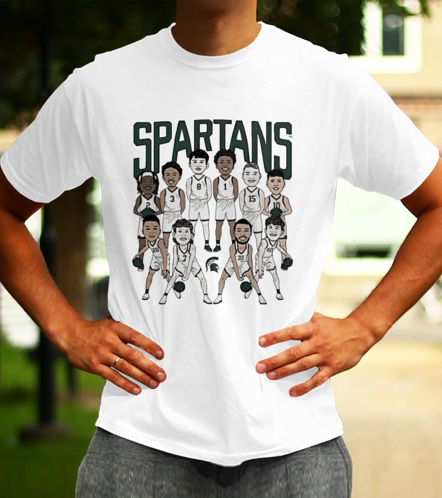 Michigan State Spartans Mens Basketball Team Caricature Players 3 8 1 15 10 35 T-Shirt