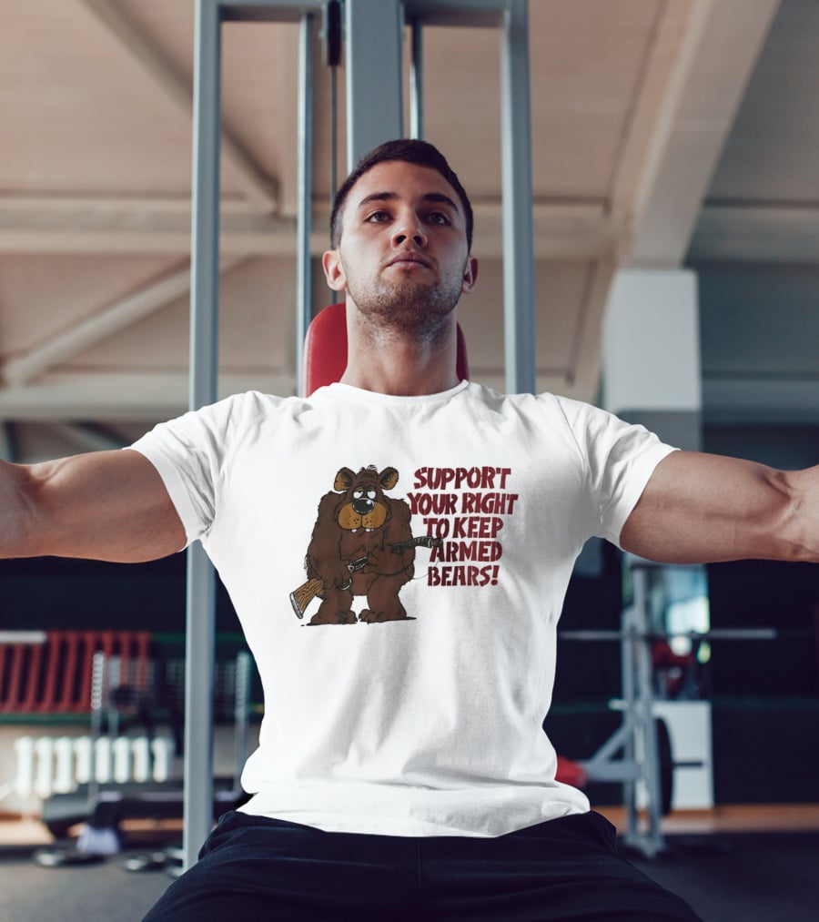 Support Your Right To Keep Armed Bears Cartoon Bear With Rifle T-Shirt