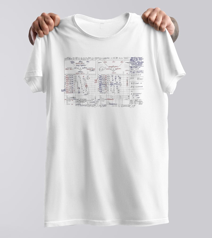 Pat Hughes Kerry Wood 20 Strikeout Game Broadcast Scorecard T-Shirt