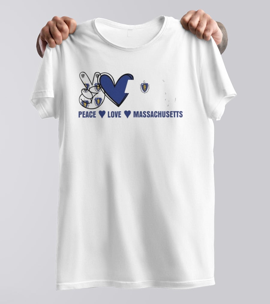 Peace Love Massachusetts With State Map T-Shirt