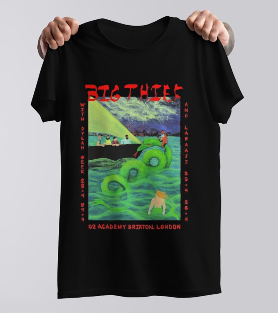 Big Thief Apr 23 2026 London Tour With Sea Serpent And Boat Scene T-Shirt