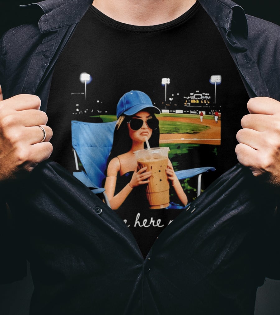 I Live Here Now Barbie Drink Coffee Baseball Stadium Scene T-Shirt