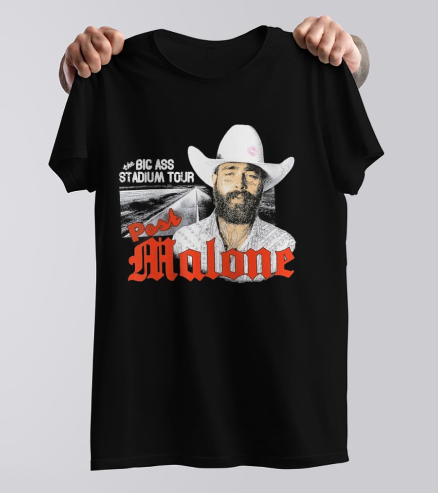 Post Malone Big Ass Stadium Tour Cowboy Hat Tattoo T-Shirt