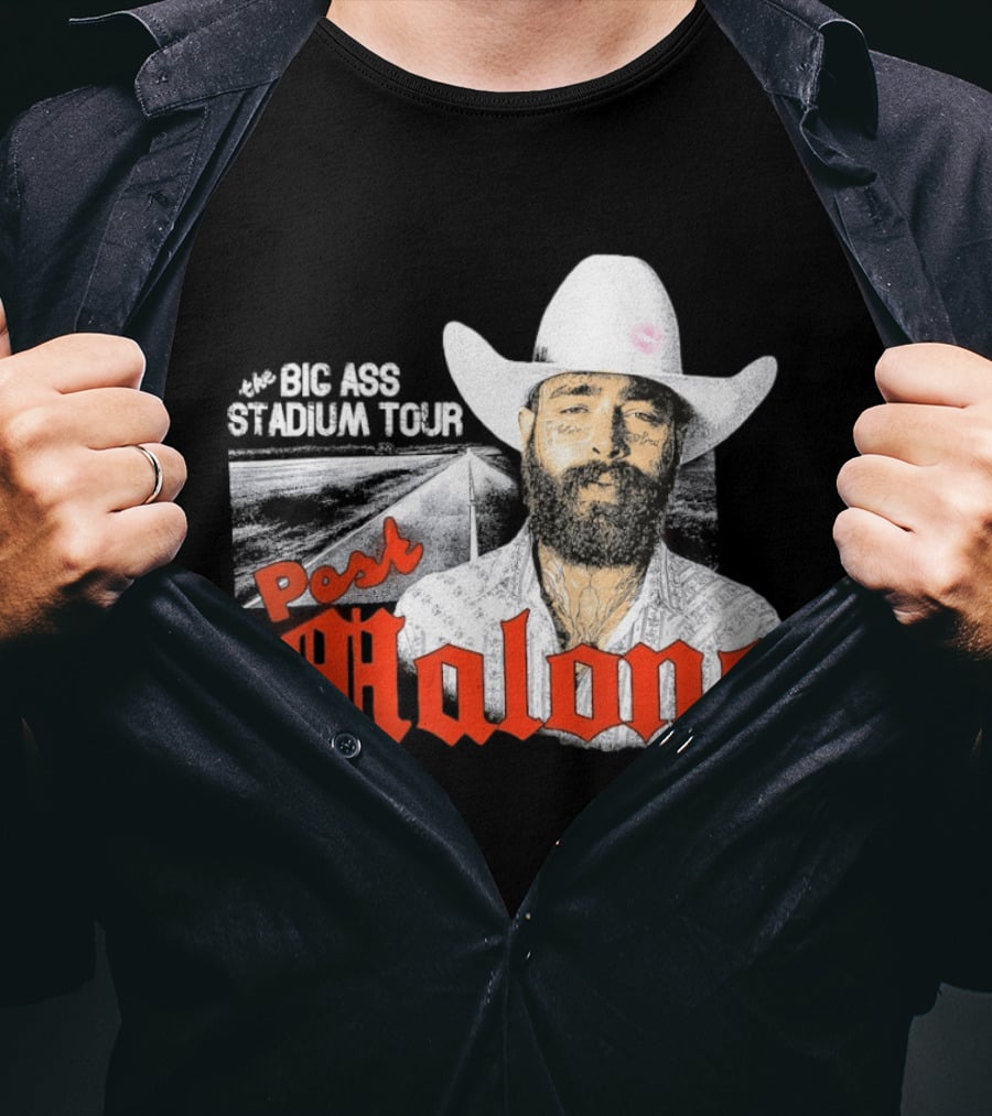 Post Malone Big Ass Stadium Tour Cowboy Hat Tattoo T-Shirt