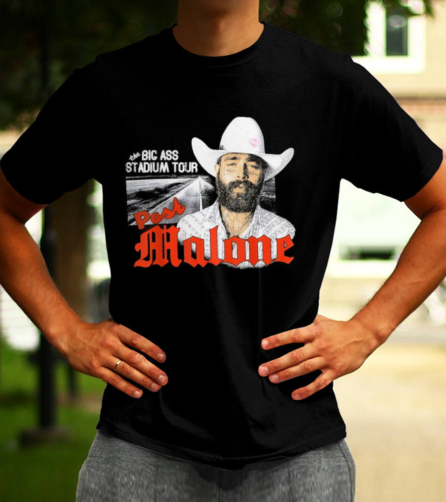 Post Malone Big Ass Stadium Tour Cowboy Hat Tattoo T-Shirt