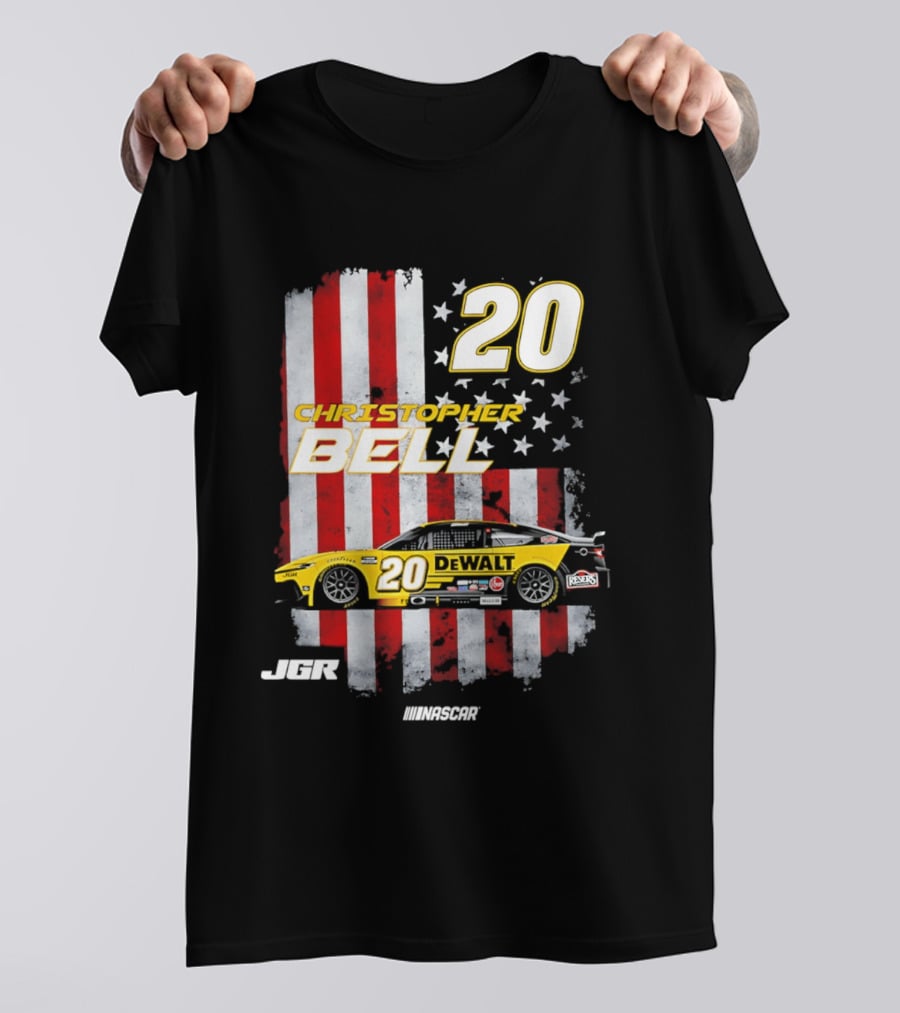 Christopher Bell 20 NASCAR DeWalt JGR Stars Stripes Racing T-Shirt