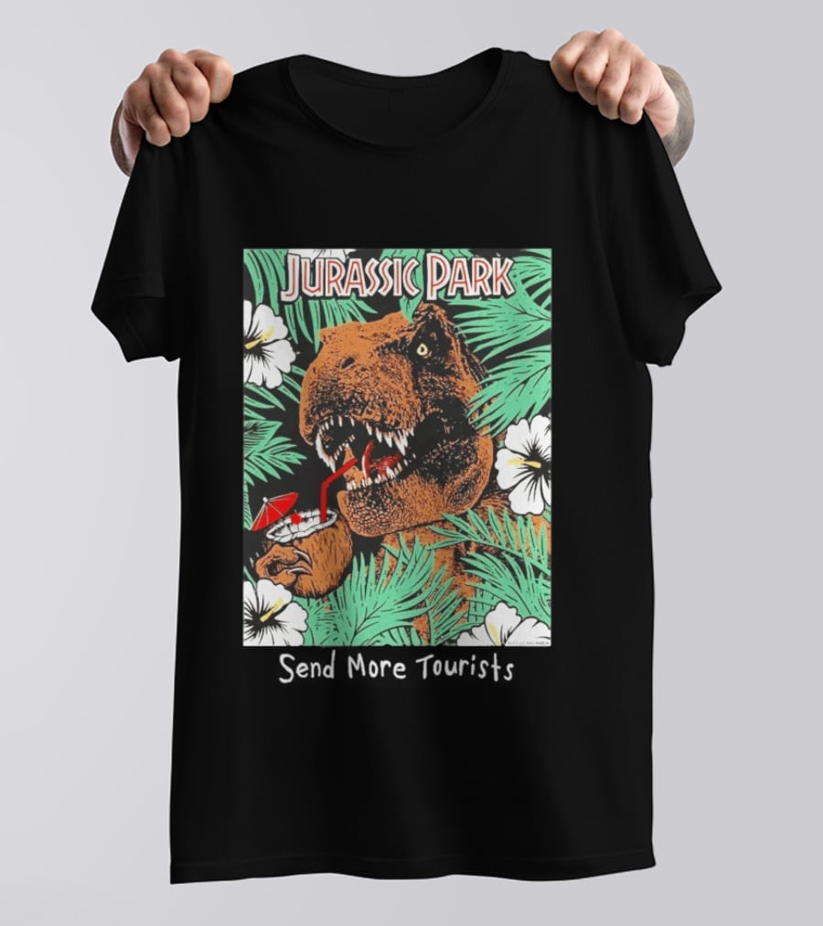 Jurassic Park Send More Tourists Rex Tropical Drink Scene T-Shirt