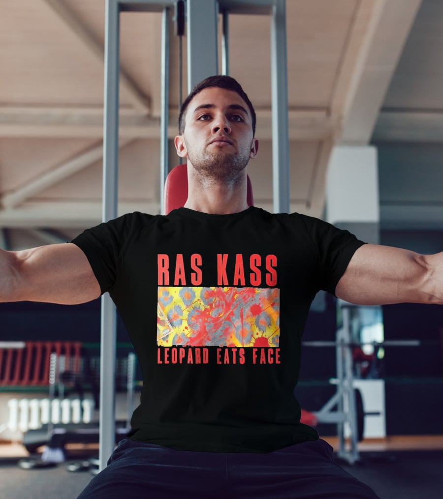 Ras Kass Leopard Eats Face Abstract Art With Blood Splatter And Animal Print T-Shirt