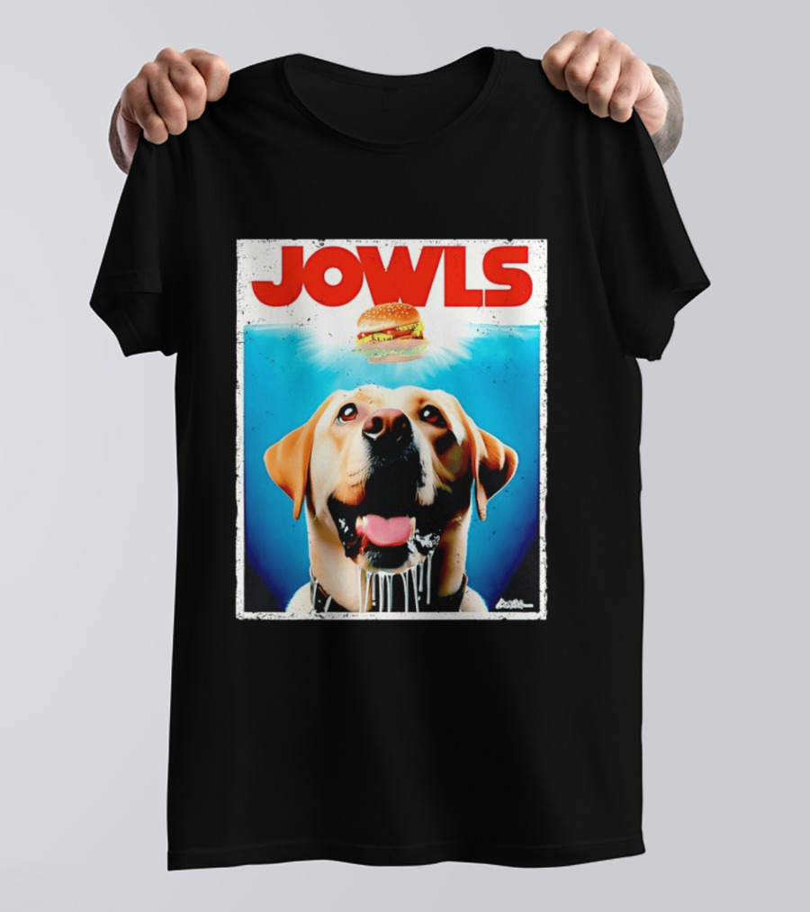 Jowls Labrador Dog Looking At Hamburger T-Shirt