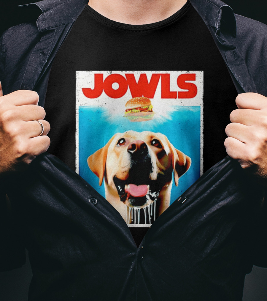 Jowls Labrador Dog Looking At Hamburger T-Shirt