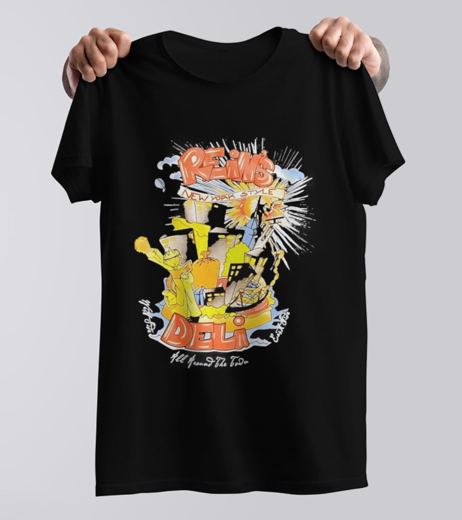 Rein's New York Style Deli Statue Of Liberty Cityscape Explosion T-Shirt