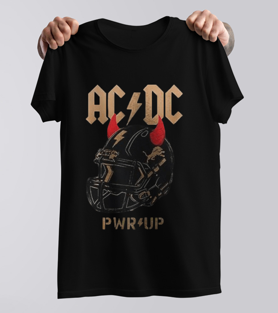 AC/DC PWR UP Detroit Lions Helmet Rock And Roll Tour T-Shirt