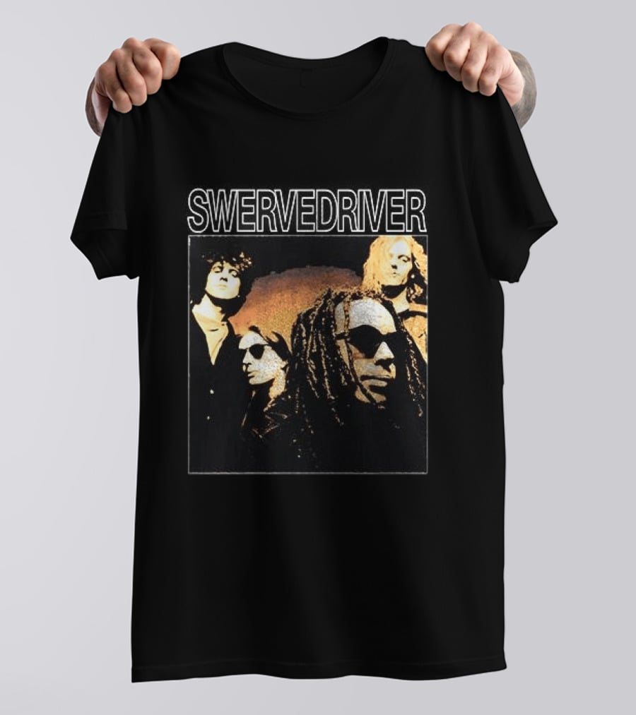 Swervedriver Band Portrait Album Cover Guns T-Shirt