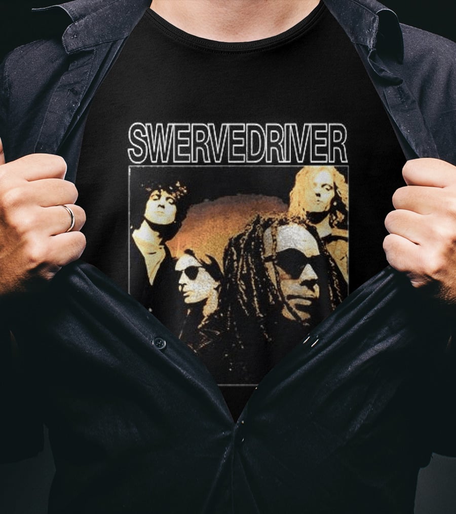 Swervedriver Band Portrait Album Cover Guns T-Shirt