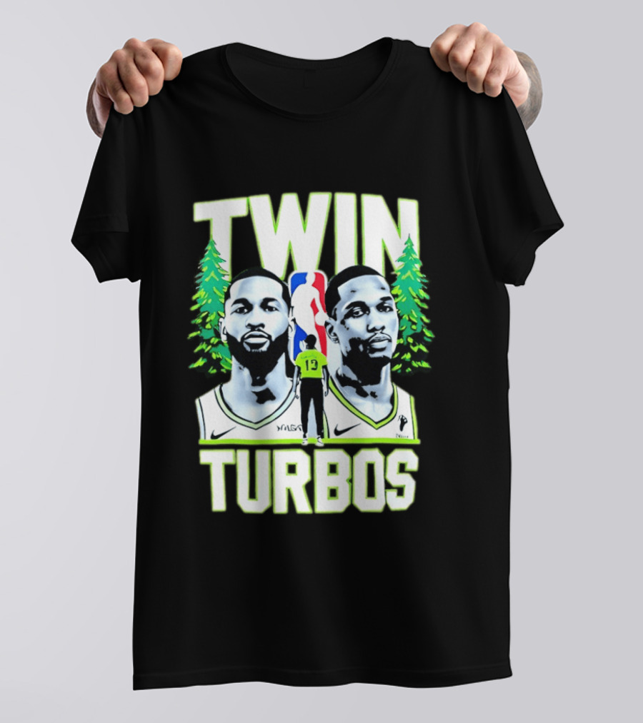 Twin Turbos Minnesota Timberwolves NBA Basketball Player Portraits T-Shirt