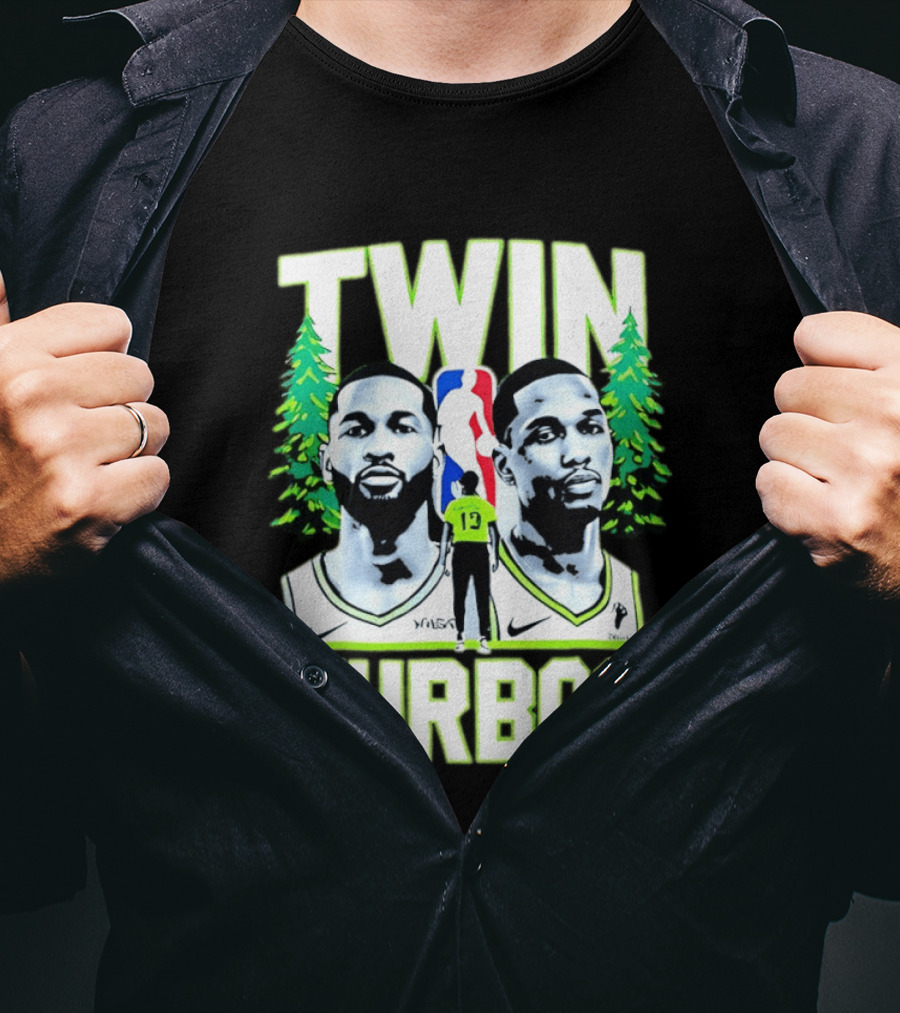 Twin Turbos Minnesota Timberwolves NBA Basketball Player Portraits T-Shirt