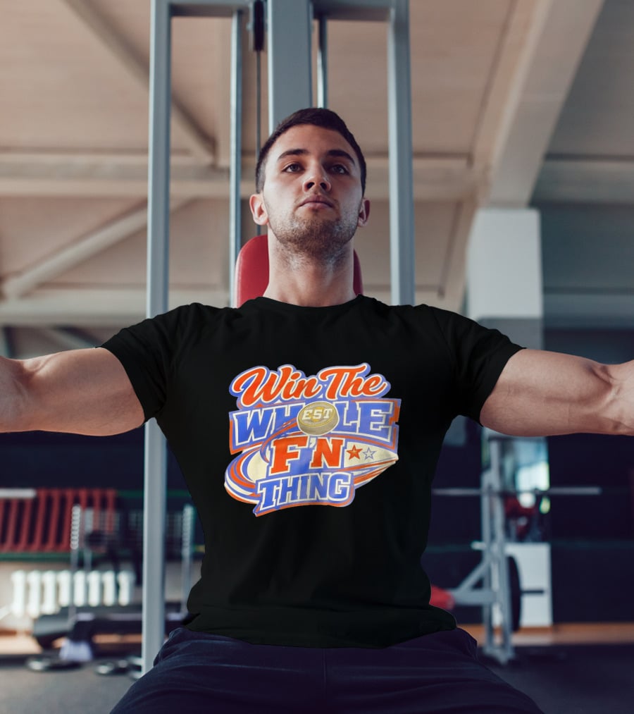 Win The Whole F'N Thing Hockey EST Red White Blue Stars T-Shirt