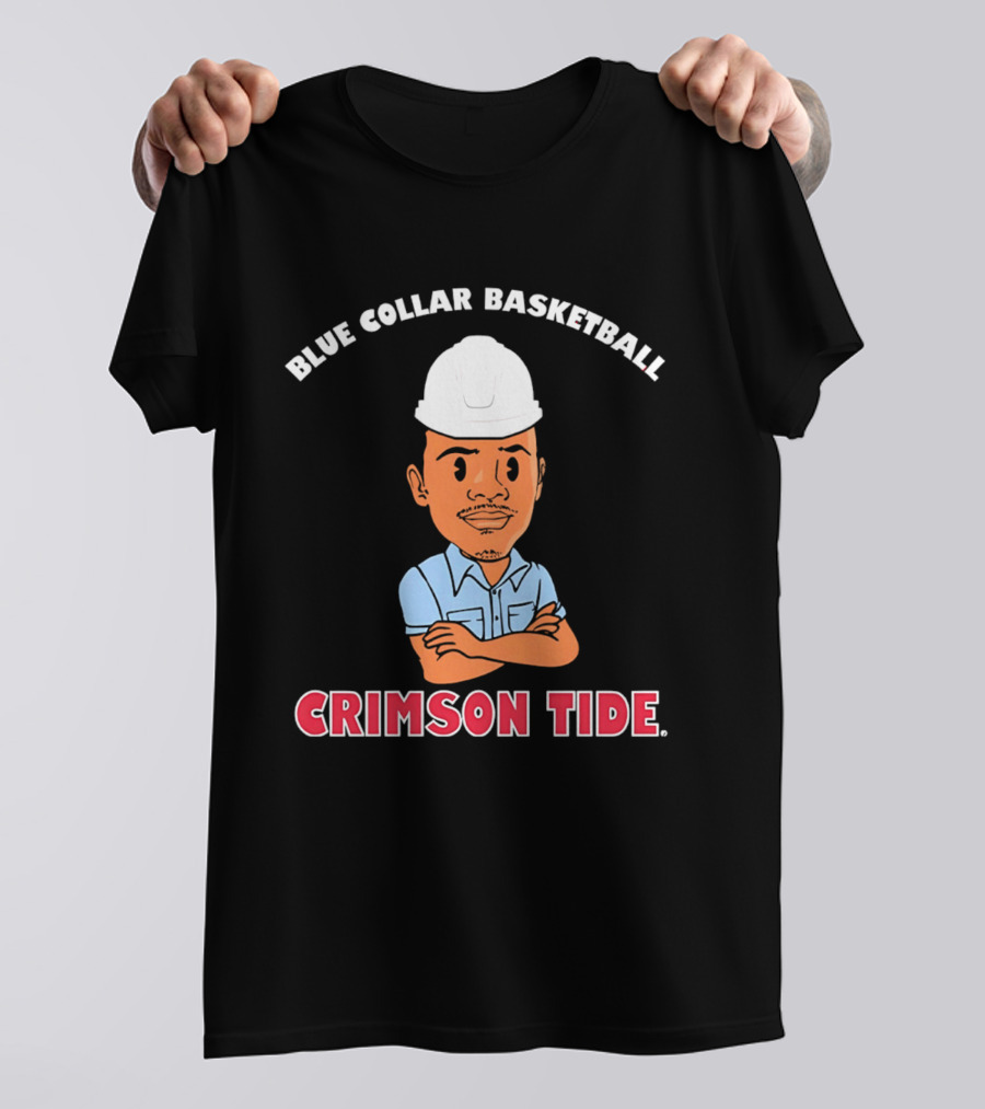 Crimson Tide Blue Collar Basketball Caricature T-Shirt