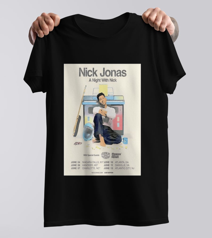 Nick Jonas A Night With Nick Tour 2026 Franklin Jonas Magnus Ferrell Live Nation T-Shirt