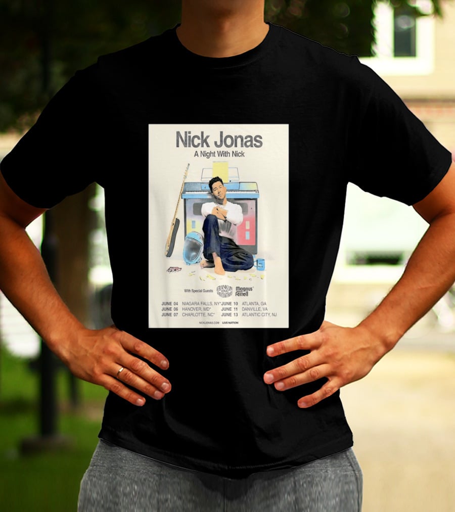 Nick Jonas A Night With Nick Tour 2026 Franklin Jonas Magnus Ferrell Live Nation T-Shirt