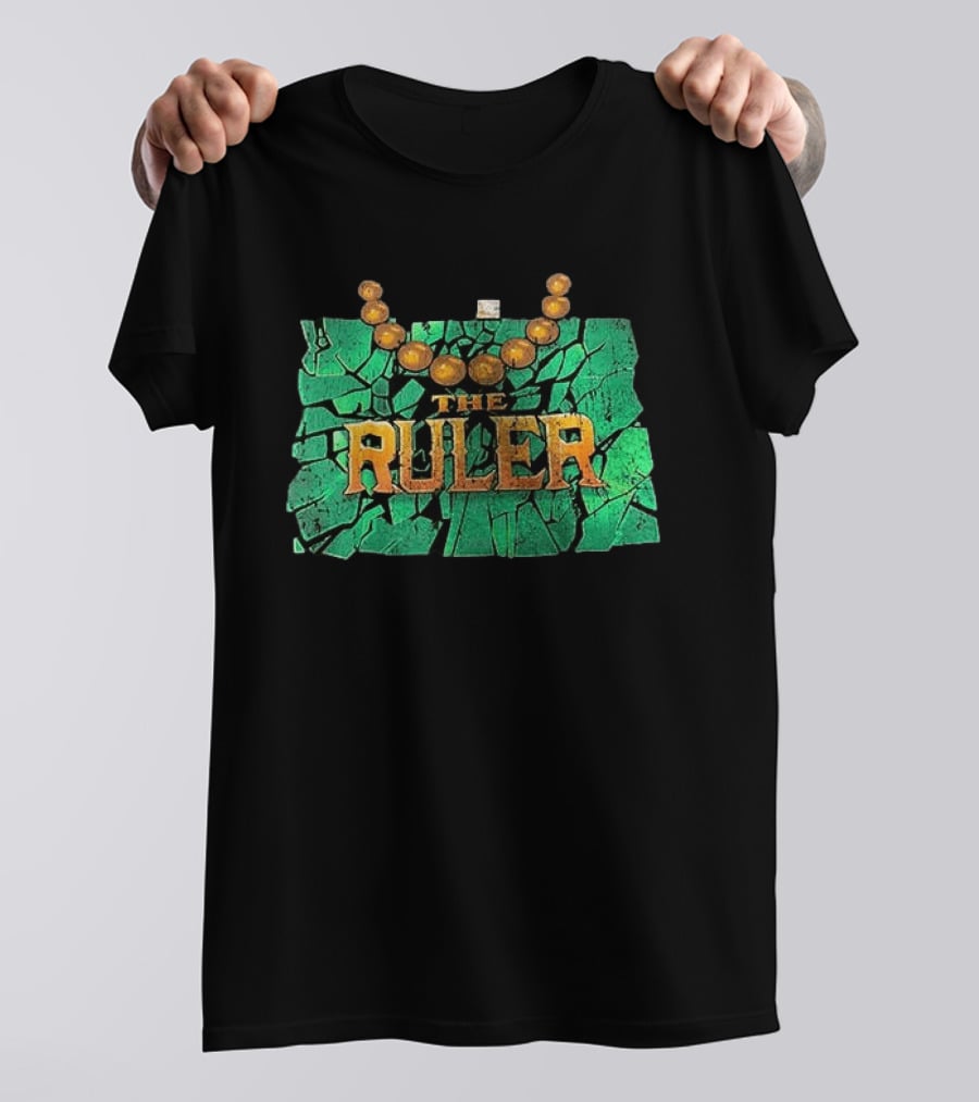 Oba Femi WWE The Ruler Gold Necklace Green Cracked Stone T-Shirt