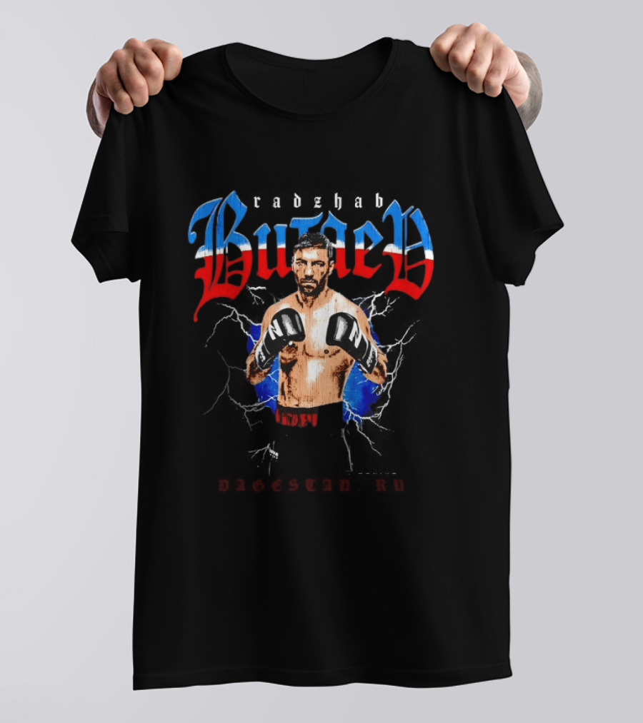 Radzhab Butaev Boxing Fighter Image With Russian T-Shirt