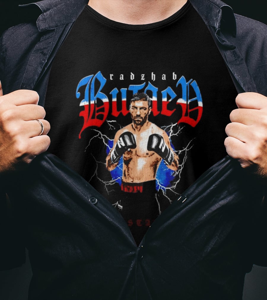 Radzhab Butaev Boxing Fighter Image With Russian T-Shirt
