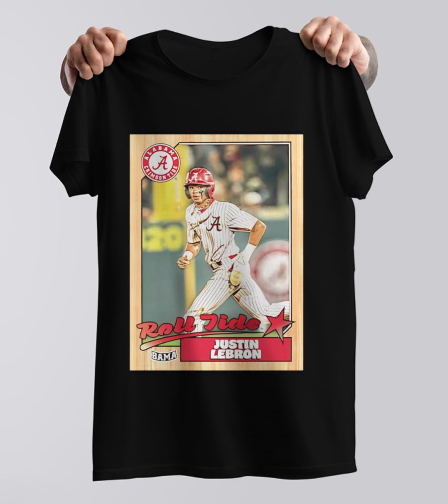 Justin Lebron Alabama Crimson Tide Roll Tide Bama Baseball Card T-Shirt