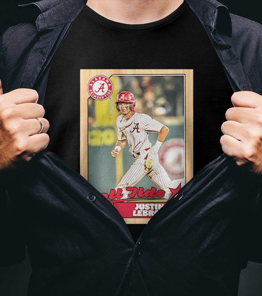 Justin Lebron Alabama Crimson Tide Roll Tide Bama Baseball Card T-Shirt