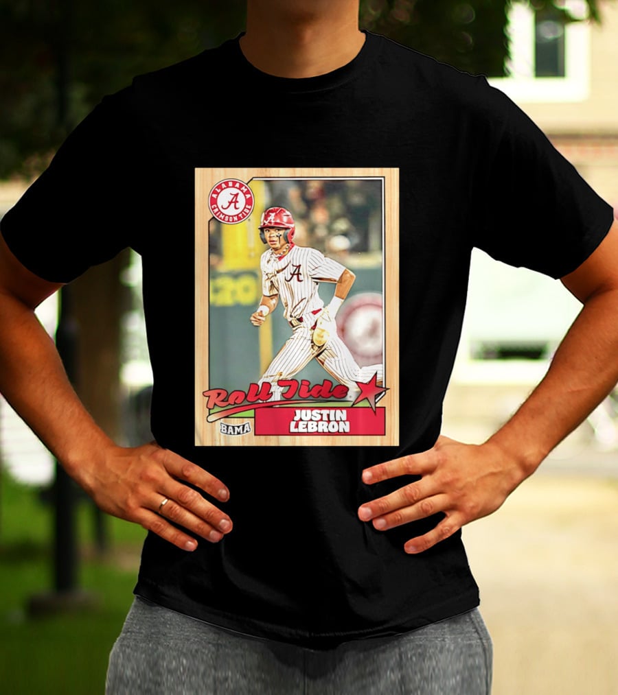 Justin Lebron Alabama Crimson Tide Roll Tide Bama Baseball Card T-Shirt