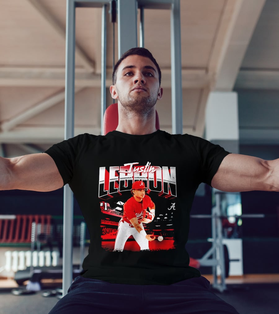 Justin Lebron Alabama Crimson Tide Baseball Player In Action T-Shirt