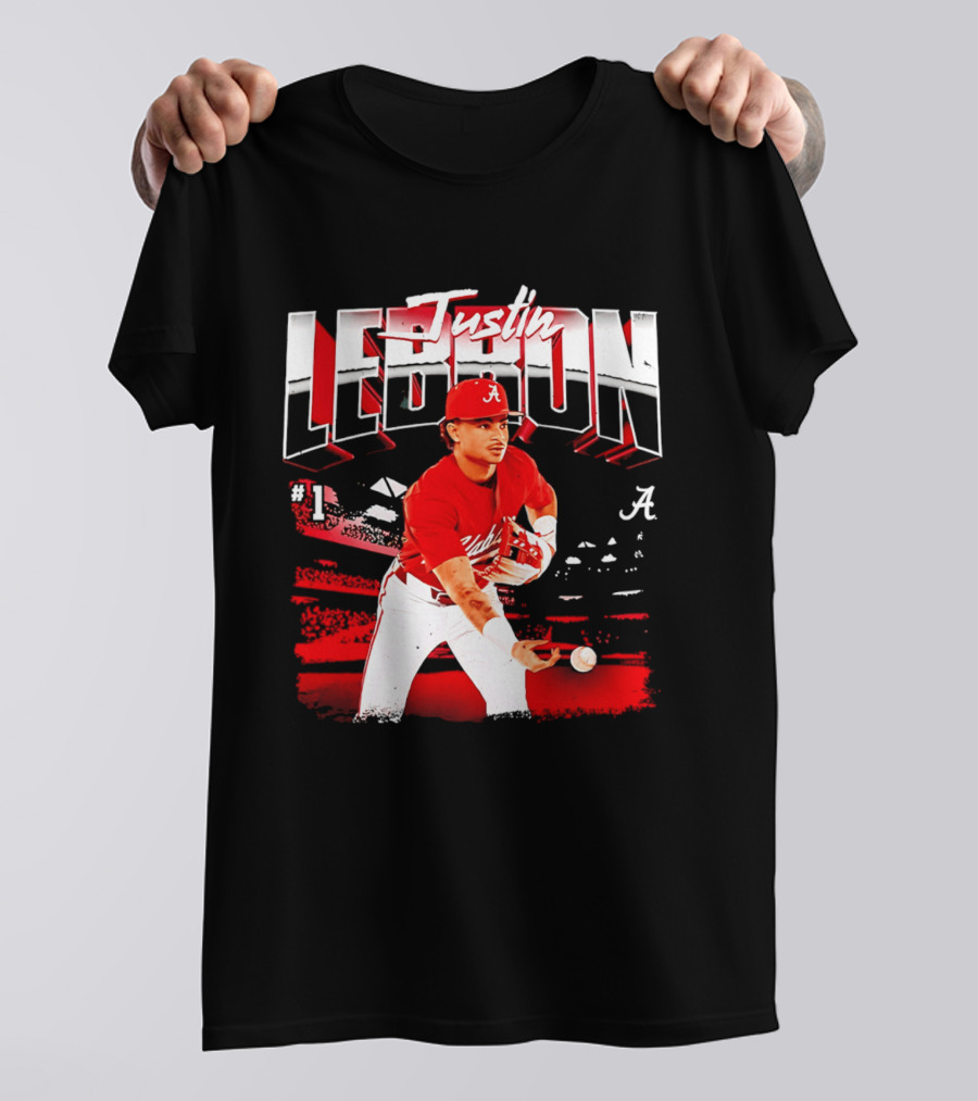 Justin Lebron Alabama Crimson Tide Baseball Player In Action T-Shirt