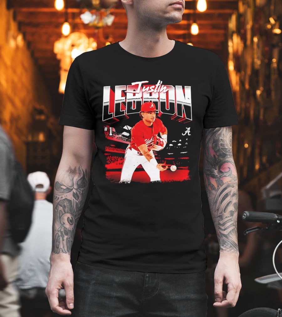 Justin Lebron Alabama Crimson Tide Baseball Player In Action T-Shirt